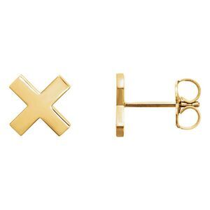 8mm (5/16 Inch) Polished 14k Yellow Gold Small 'X' Post Earrings
